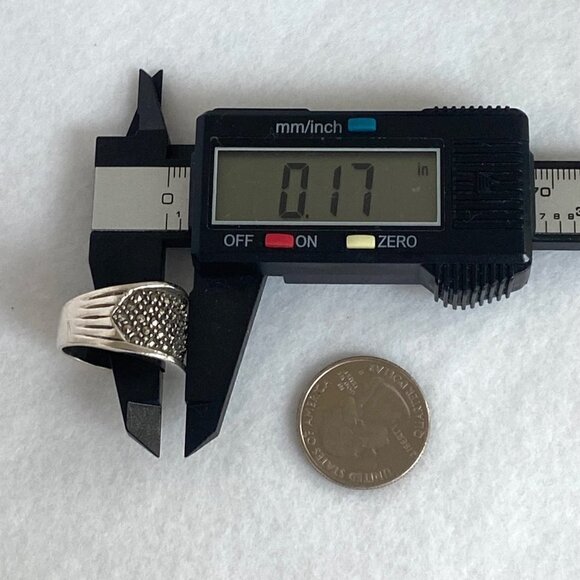 Sterling Silver 925 Marcasite 14MM Wide Band Statement Ring Size 7.5 - Picture 14 of 16